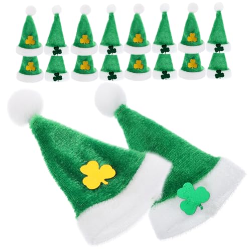 MOLUCKFU 20st Mini-pom-pom-mütze St. Patricks Day Mini-hüte Mini-st.-Patricks-Day-Hut- Kleine Weihnachtsmützen St. Patrick Day Mini-puppenhüte Zubehör Für Die Puppendekoration Plüsch von MOLUCKFU