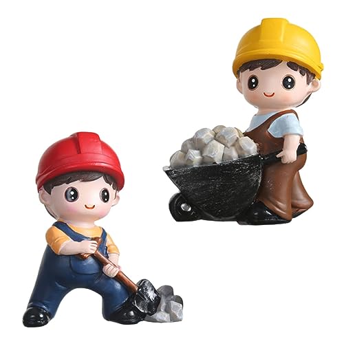 MOLUCKFU Cake Top Decor Engineering Boy Auto Ornament Set Für Harz Kuchen Dekorationen 2 Stück von MOLUCKFU