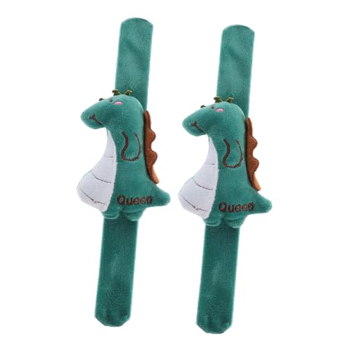 MOLUCKFU 2st Dinosaurier-armband Schlagbänder Plüsch-schnapparmbänder Bänder Mit Tiermuster Dinosaurier-schlagarmband Gastgeschenke Animal-slap-armbänder Slap-armband Green Legierung von MOLUCKFU