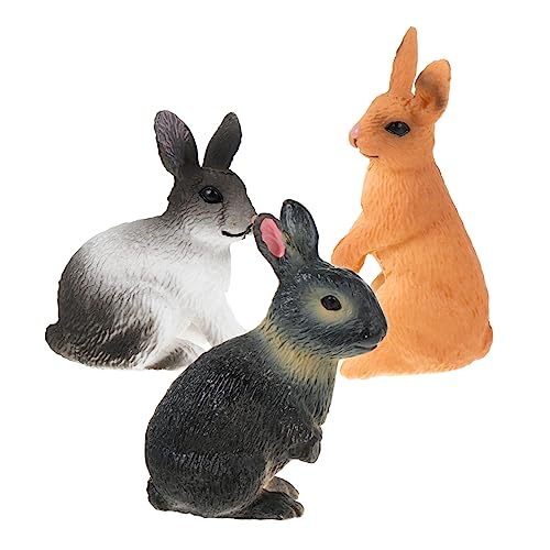 MOLUCKFU 3St Kaninchen-Verzierung Kaninchen-Modell- Kaninchen-Miniaturfigur Animal Figures kindergeburtstags mitgebsel Hasen-Desktop-Dekoration Simulation Hase Spielzeugmodell Plastik von MOLUCKFU