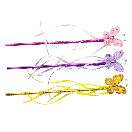 MOLUCKFU 3St Zauberstab fairy wand für jucarii pentru copii spielsachen Butterfly wand Party Mädchenspielzeug Fee klebt Requisiten Fee Stöcke Dekoration Eisendraht von MOLUCKFU