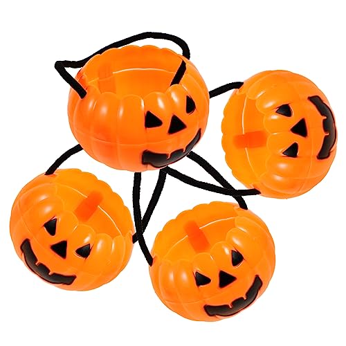 MOLUCKFU 4 Stück Abnehmbarer Kürbiseimer Halloween-Kürbiseimer Mini-Halloween Plätzchen halloween candy bag candy bag halloween Plastikeimer für Halloween-Süßigkeitshalter Orange von MOLUCKFU