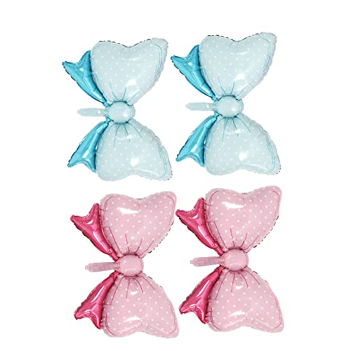 MOLUCKFU 4 Stück Bowknot Luftballons Aus Aluminiumfolie Blau Rosa Cartoon Bogenform Perfekte Dekoration Für Geburtstagsfeiern Taufen Und Kinderpartys Metallic Luftballons Für von MOLUCKFU