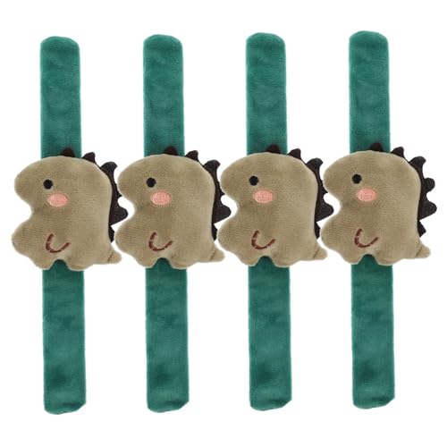 MOLUCKFU 4 Stück Dinosaurier Armband Cartoon Schlagarmbänder Party Armbänder Tier Schlagarmband Ausgestopftes Dinosaurier Schlagarmband Schlagbänder Tier Schnapparmbänder von MOLUCKFU