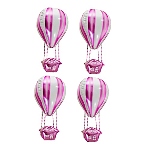 MOLUCKFU 4 Stück Heißluftballon Ballongas luftballons Babydusche ballonie Heliumballons aus Folie 4d aufkleber hochzeit hochzeitsdeko Heißluft-Folienballon Ballon aus Aluminiumfolie Rosa von MOLUCKFU