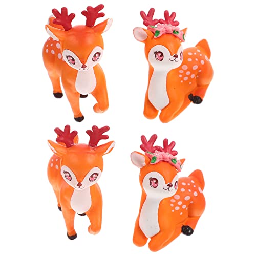 MOLUCKFU 4 Stück Mikro-Landschaftsverzierung Figur Hirsch Desktop-Tierdekor Miniaturen Bausatz Reh living room decoration wohnzimmerdeko b toys Miniatur-Hirsch Hirsch Ornamente PVC von MOLUCKFU