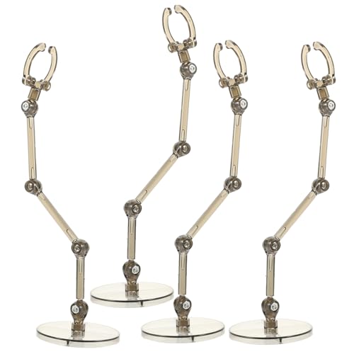 MOLUCKFU 4 Stück Puppenständer Staffelei stehen Modell Vitrine Regal Plattenständer Legenden figure stand schaukasten Unterstützung für Actionfiguren Desktop-Figurenständer Plastik Grey von MOLUCKFU