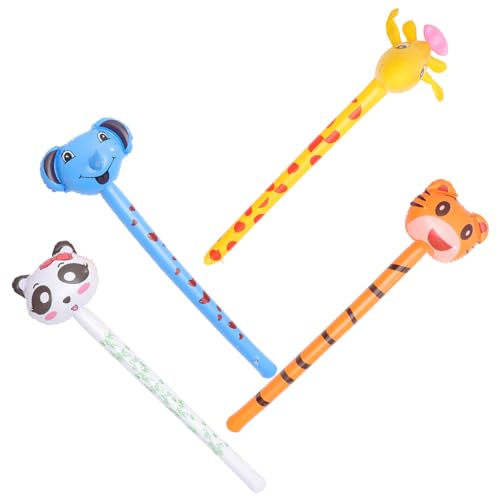 MOLUCKFU 4 Stück Tierkopf Aufblasbare Partykrachmacher Sportspielzeug Aufblasbare Tiere Stick Aufblasbarer Stock Aufblasbarer Nudelschwimmer Sprengen Tiere Stick Pvc von MOLUCKFU