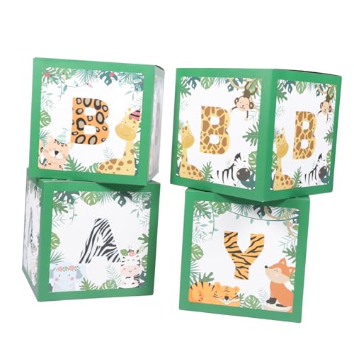 MOLUCKFU 4 Stücke Boxen -box Weiße Luftballons Ballonboxen Für Partys Ballonboxen Babyparty-layout Requisiten Für Babyfotos Luftballons Weiß Alphabet-ballons Green Papier von MOLUCKFU