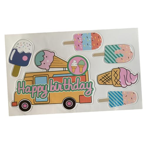 MOLUCKFU 42 Stück 7 Satz Kuchendekoration Cupcake Topper Für Den Vatertag Geburtstag Combo Flugzeug-cupcake-topper Eiscreme Drehscheibe Dekorationen Für Eispartys Golden Auto Hölzern von MOLUCKFU