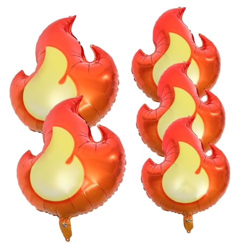 MOLUCKFU 5 Stück Feuerwehr Themen Flammenballons Aluminiumfolienballons Für Kindergeburtstag Party Dekoration Vielseitig Einsetzbar Für Hochzeiten Und Feste Inklusive Luftballonpumpe von MOLUCKFU