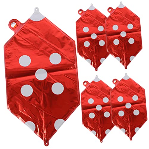 MOLUCKFU 5 Stück Würfelballons Feenballons Würfeldekorationen Riesenballons Poolparty Ballons Babyballons Würfel Motto Partyzubehör Ballonstreifen Poker Dekorationen Rote von MOLUCKFU