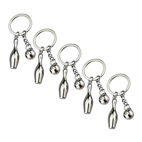 MOLUCKFU 5St Bowling-Schlüsselanhänger Haken Schlüsselband Armbänder Telefon-Lanyard Schlüsselanhänger für Schlüsselanhänger-Charm Bowling-Anhänger Taschendekore Zinklegierung Silver von MOLUCKFU