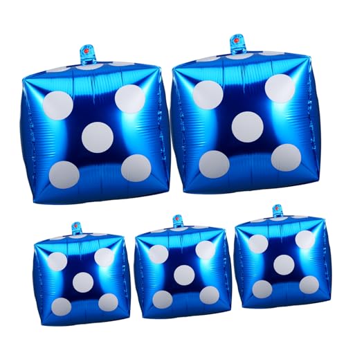 MOLUCKFU 5St Würfel Ballon Themenballons Luftballons Folie rote Luftballons 5 Ballon deckenverkleidung blaue ballons Halloween-Party-Dekor Partyzubehör mit Würfelmotiv Aluminiumfolie Blue von MOLUCKFU