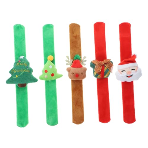 MOLUCKFU 5st Weihnachtliche Schlagarmbänder Weihnachts-slap-armbänder Weihnachtsgeschenke Party-slap-armbänder Armband Für Die Dekoration Partyzubehör Schlagarmband Gastgeschenke Plüsch von MOLUCKFU