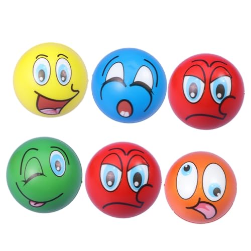 MOLUCKFU 6 Stück Anti Stress Bälle Mit Cartoon Gesicht 63 Mm PU Bälle Für Kinder Und Erwachsene Ideales Stressabbau Spielzeug Für Jungen Mädchen Und Mitgebsel Zum Kindergeburtstag von MOLUCKFU