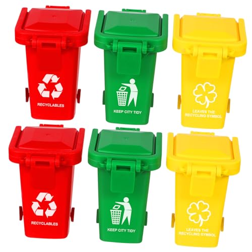 MOLUCKFU 6 Stück Kleine Mülltonne Spielzeug Push Mülltonne Zum Lernen Trash Bin Toy Für Kinder Kiste Für Spielzeug Garbage Toy Box Faltbare Eimer Kinder von MOLUCKFU