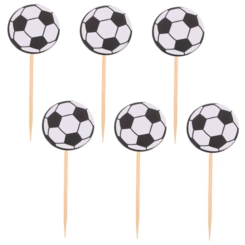 MOLUCKFU 60 Stück Fußball-kucheneinsatz Fußball-cupcake-topper Fußball-cupcake-picks Kuchendekorationen Kugeln Kuchen Fußball-kuchenaufsatz Fußballkuchen-picks Kuchen Papier von MOLUCKFU