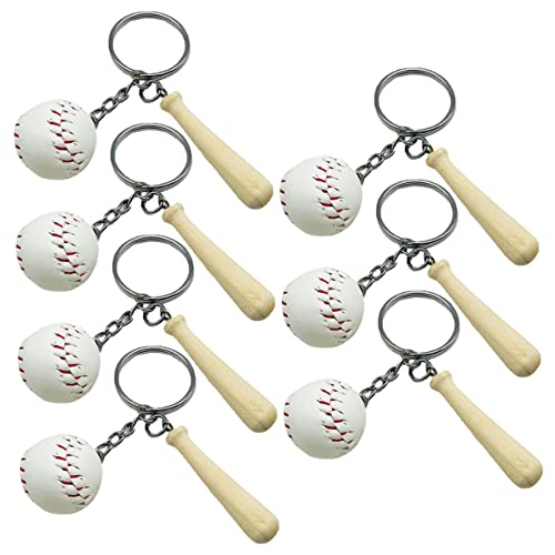 MOLUCKFU 7st Baseball-schlüsselanhänger Kreative Schlüsselanhänger Mini-karabiner Schlagballschläger Basen Kappen Schlüsselbund Schlüssel Zubehör Baseball-party-dekorationen Halter Weiß Pu von MOLUCKFU