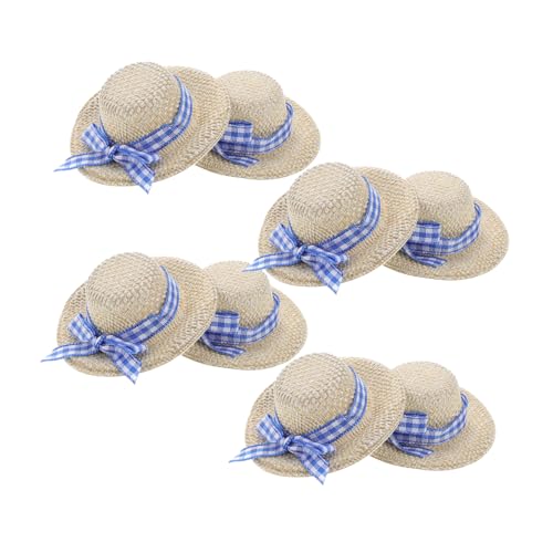 MOLUCKFU 8 STK Strohhut Puppenhüte Strohhüte für Puppen Puppenmode Puppenhutmuster Minihüte zum Basteln Zubehör für Babypuppen Foto-Requisiten-Zubehör Dekoration für Strohhüte Stoff Beige von MOLUCKFU