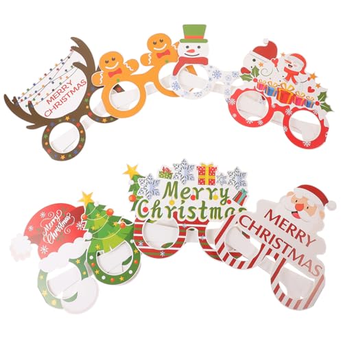 MOLUCKFU 8Pcs Weihnachtspapierbrillen Party Dekoration Lieferungen Brillen Rahmen Weihnachtsdekoration Urlaub Kreative Neue Kinder Weihnachtsbrillen Foto Requisite Party Eyewear Requisiten Spaß von MOLUCKFU