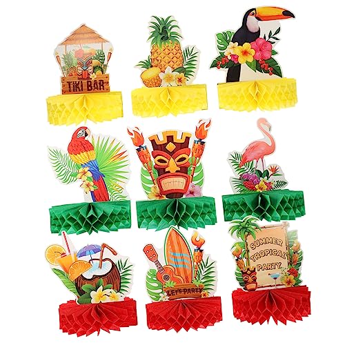 MOLUCKFU 9st Hawaiianisches Flamingo-wabenornament Schwimmbecken Party Dekorationen Tropische Wabe Hawaiianische Wabe Mittelstücke Wabendekor Hawaiianische Mittelstücke Colorful Papier von MOLUCKFU