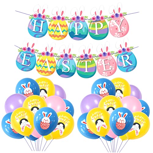 MOLUCKFU Osterei Ballon Set Dekorationen Ballon Banner Latex Ballons Rosa Blau Party Ballon Kit von MOLUCKFU