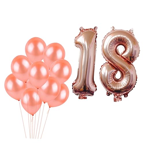 MOLUCKFU Großes Partyballons Set Mit Nummer 18 Aluminiumfolie Und Bunten 12 Zoll Latex Gummiballons Für Geburtstagsfeiern Bagger Themen Und Festdekorationen Metallische von MOLUCKFU