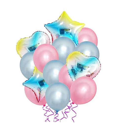 MOLUCKFU Gradient Luftballons HAPPY BIRTHDAY Set Buchstabenballons + Sternballon + 2 x Herzballons + Perlmuttrosa + Perlmuttblau von MOLUCKFU