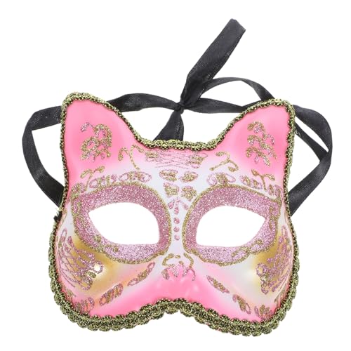 MOLUCKFU Maske Schmücken Halbe Katzenmaske Neuheit Katzenmaske Gesicht Schwanzmaske Masken Halloween-partymasken Vollgesichtsmaskenkostüm Maskenstütze Katzenfrauenmaske Maske Rosa Plastik von MOLUCKFU