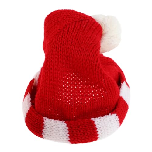 MOLUCKFU Puppenmütze Mini-strickmützen Minihüte Zum Basteln Miniatur-puppenhüte Puppenhut Mini-hüte Winzige Kitting-hüte Minihüte Für Puppen Kunst DIY Handwerk Strick Dekoration Rot Garn von MOLUCKFU