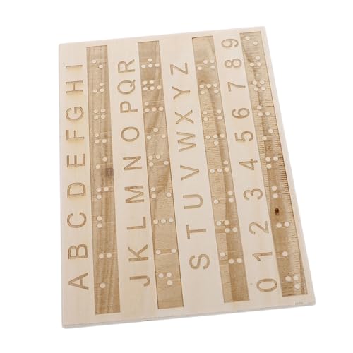 MOLUCKFU Tafel mit Braille-Alphabet Zeichenbrett aus Holz Montessori-Zeichenbrett Fluchtraum-Requisite Braille-Lernlineal Braille-Bücher Braille-Spielzeug Braille-Lehrmittel hölzern von MOLUCKFU