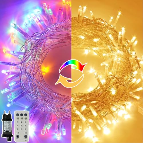 MOLVCE Led Lichterkette Außen 10M 100leds, Lichterkette Inner Strom mit 11 Modi, Fernbedienung, Dimmbar, Speicherfunktion und Timer, Lichterkette Weihnachtsbaum für Garten, Rasen, Balkon, Party von MOLVCE