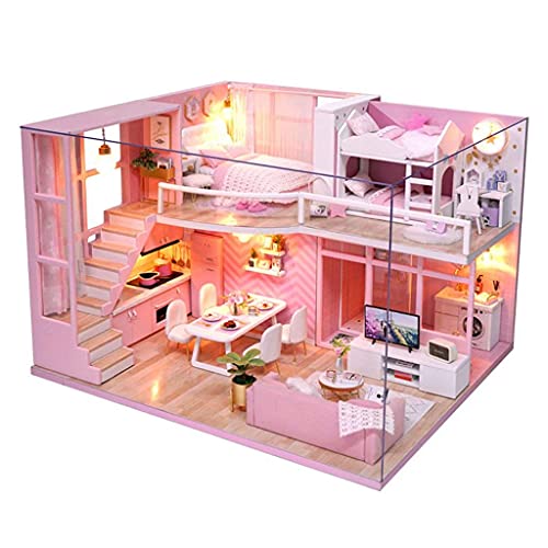 Led Spieluhr Miniatur Holz Puppenhaus,DIY Puppenhaus Modell Mini Zimmer Handwerk Kits,Als Geburtstag von MOLVUS
