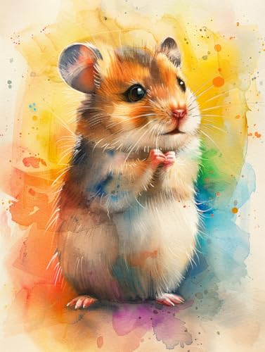 MOMAKA 5D Diamond Painting Kits für Erwachsene Hamster, DIY Diamond Painting Full Drill Set, Runde Diamant Kunst Handwerk Kreuz Stickerei Malerei Kits für Home Wanddekoration 30x40cm XX55 von MOMAKA