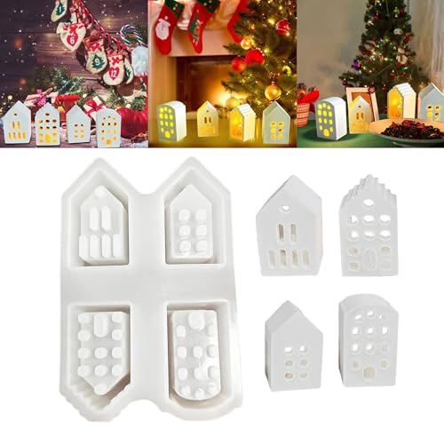 Silikonform Weihnachten, Silikonformen Gießformen Häuser, Silikonform Silikon Weihnachten Silikonform Haus Mini Häuser Giessformen Silikon Gießform Weihnachten (House-A) von MOMGEGE