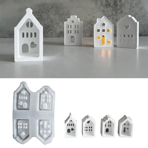 Silikonform Weihnachten, Silikonformen Gießformen Häuser, Silikonform Silikon Weihnachten Silikonform Haus Mini Häuser Giessformen Silikon Gießform Weihnachten (House-B) von MOMGEGE