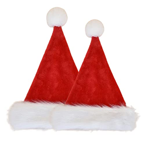 MONBEHJKA Weihnachtsmütze 2 Stück Nikolausmürze für Erwachsene und Kinder Nikolausmütze Plüsch Weihnachtsmützen Deko Universell Weihnachtsmütze Reissfest und Dehnbar Geeignet für Party Birthday von MONBEHJKA