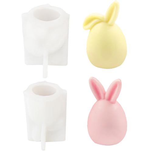 MONCAP 2STK Ostern Kaninchen Silikonform Gießformen Ostern 3D Osterhase Silikonform Kaninchen Kerze Silikonform Ostereier Hase Silikonform Ostern Hase Seifenform für Kerzen Seife Ostergeschenke von MONCAP