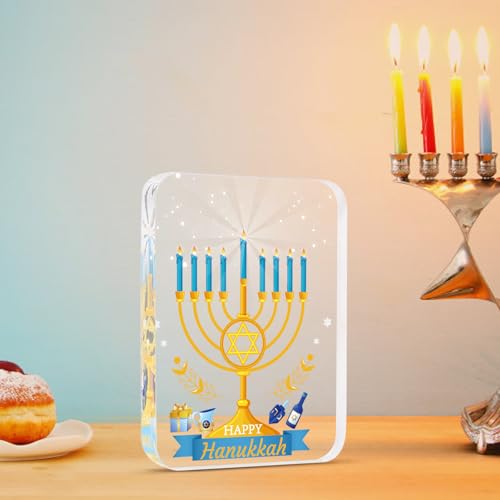 MONCAP Chanukka Geschenke Chanukka Acryl Dekoration Hanukkah Geschenke Tischdeko Menorah Deko Geschenke für Freundin Schwestern Kollegen Chanukka Jüdische Party Geschenk Deko von MONCAP