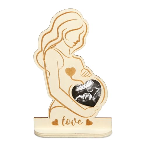 MONCAP Schwangere Mama Bump Foto Schwangere Bilderrahmen Holz Ultraschall Sonogramm Bilderrahmen Liebe im Bauch Schwangere Mutter Geschenke Baby Ultraschall Fotorahmen für Werdende Mutter Babyparty von MONCAP