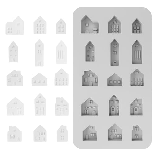 MONCAP Silikonform Gießform Häuser Mini Silikonform Haus Silikon Kerzenform Haus Gips Zum Gießen Haus Epoxidharz Gießform Silikonformen für Weihnachten Gips Winter Weihnachtsdeko von MONCAP