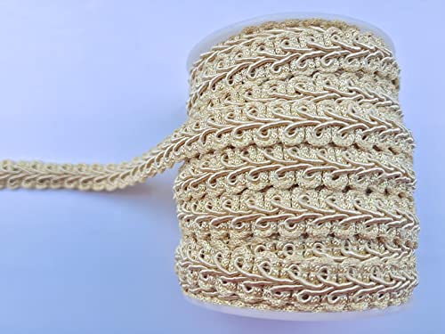 1,27 cm Gimpen-Zopfborte, 15 Meter, für Polstermöbel, Kostüme, Basteln (helles Gold 1006) von MONIDOOR