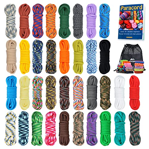 MONOBIN 36 Farben 10 Fuß Paracord 550 Combo-Kit, Paracord-Armband-Bausatz – Multifunktions-Paracord-Seil mit Anleitung zur Herstellung von Lanyard, Hundehalsband, Geschenkidee (36 Farben - B) von MONOBIN