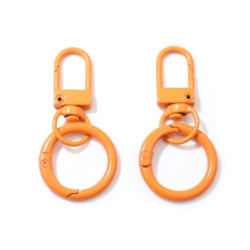 Karabinerverschluss mit Federschnalle, Ring, Schlüsselanhänger, Drehgelenk, Schlüsselband, Clip-Haken, DIY-Schmuckherstellung, Zubehör für Tasche, Spielzeug, Orange, 10 Stück von MONSEALYT