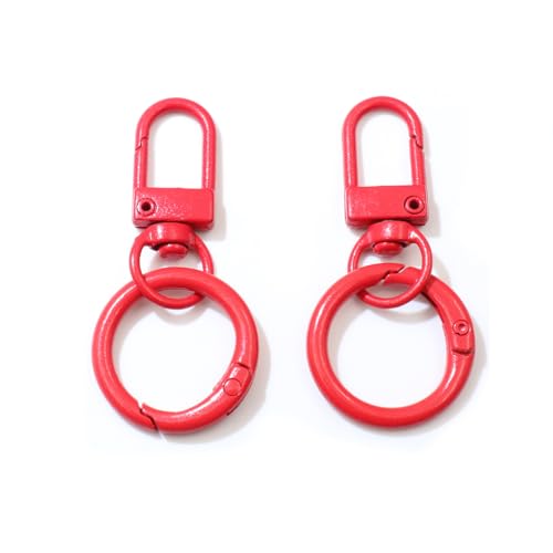 Karabinerverschluss mit Federschnalle, Ring, Schlüsselanhänger, Drehgelenk, Schlüsselband, Clip-Haken, DIY-Schmuckherstellung, Zubehör für Tasche, Spielzeug, Rot, 10 Stück von MONSEALYT