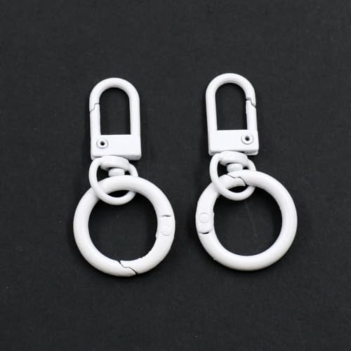 Karabinerverschluss mit Federschnalle, Ring, Schlüsselanhänger, Drehgelenk, Schlüsselband, Clip-Haken, DIY-Schmuckherstellung, Zubehör für Tasche, Spielzeug, Weiß, 10 Stück von MONSEALYT