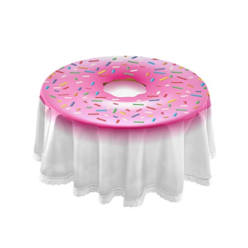 MONTOJ Rosa Donut mit Süßigkeiten, dekorative Tischdecke, knitterfrei, runde Tischdecken für Küche von MONTOJ