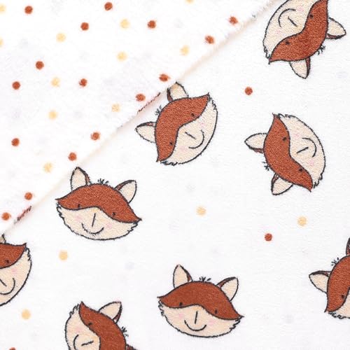 MOOK FABRICS 134633-12 Sided Printed Fleece Flannel Fabric (58'' Wide) Double Brushed, 100% Polyester-Fox Stoff, Elfenbein, 12 yard bolt von MOOK FABRICS