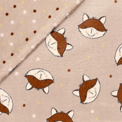 MOOK FABRICS 134634-12 Sided Printed Fleece Flannel Fabric (58'' Wide) Double Brushed, 100% Polyester-Fox Stoff, Beige, 12 yard bolt von MOOK FABRICS